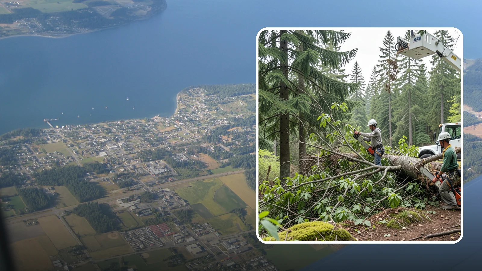 Crown cleaning in Coupeville, Island County, WA - The selective removal of dead, dying, diseased, and weakly attached branches from the crown.