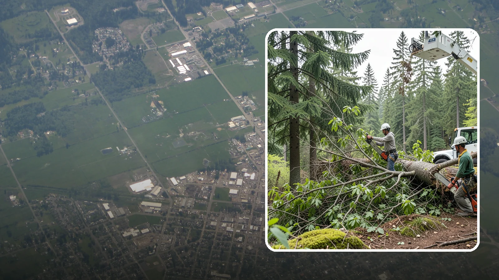 Crown cleaning in Enumclaw, King County, WA - The selective removal of dead, dying, diseased, and weakly attached branches from the crown.