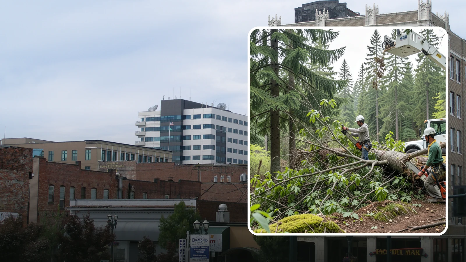 Crown cleaning in Everett, Snohomish County, WA - The selective removal of dead, dying, diseased, and weakly attached branches from the crown.
