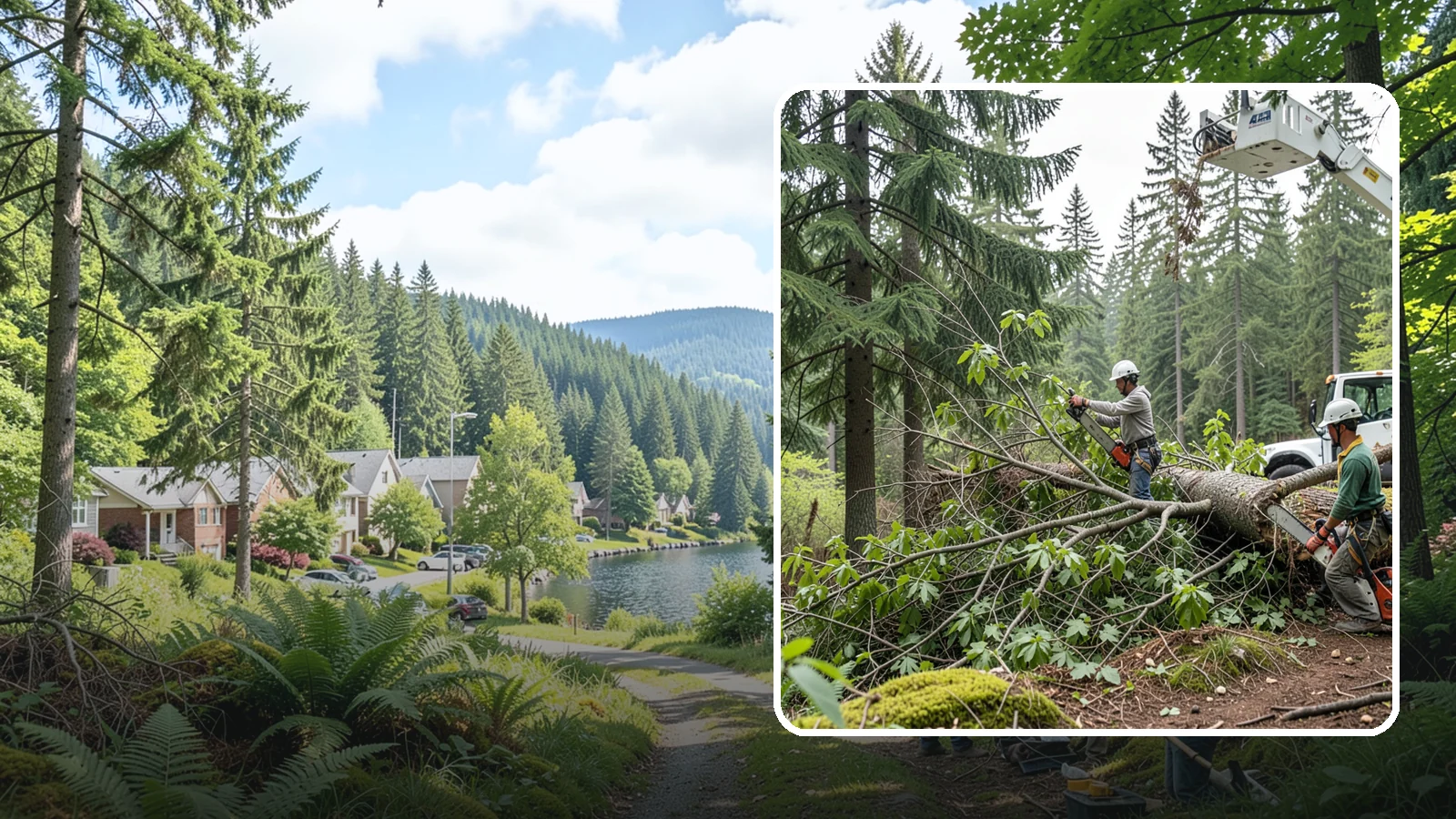Crown cleaning in Lake Forest Park, King County, WA - The selective removal of dead, dying, diseased, and weakly attached branches from the crown.