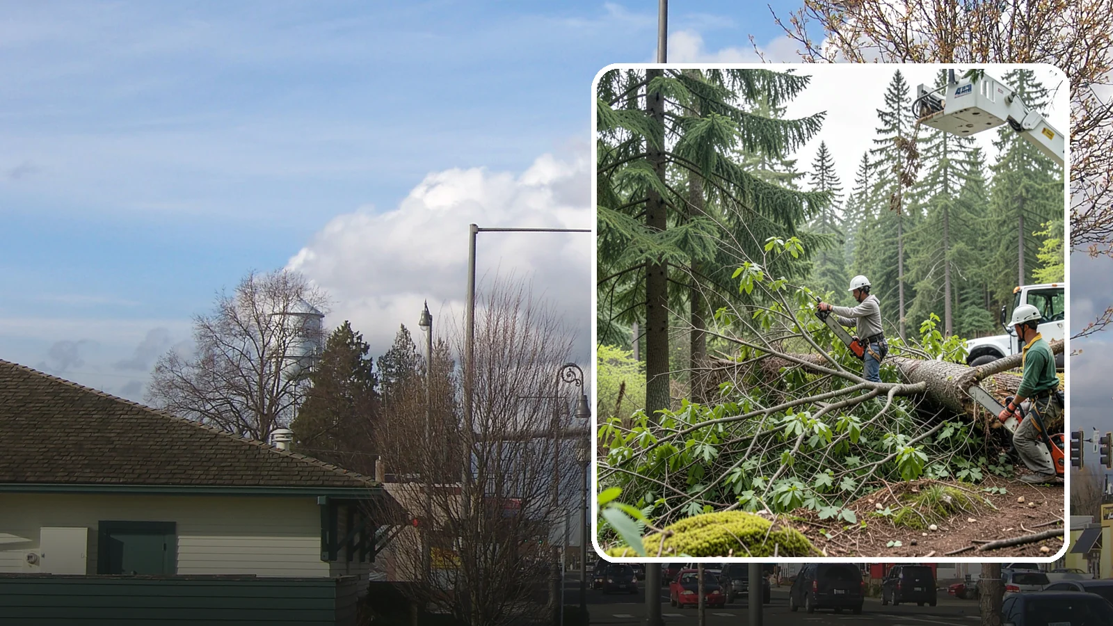 Crown cleaning in Marysville, Snohomish County, WA - The selective removal of dead, dying, diseased, and weakly attached branches from the crown.