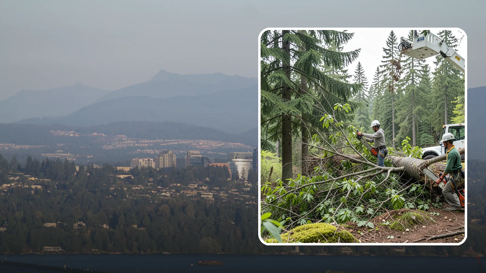 Crown cleaning in Medina, King County, WA - The selective removal of dead, dying, diseased, and weakly attached branches from the crown.