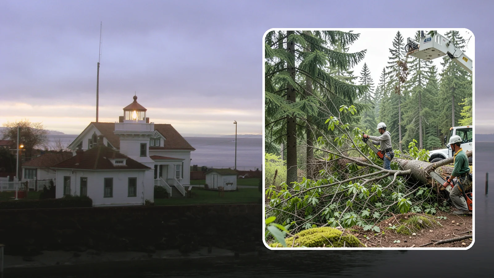Crown cleaning in Mukilteo, Snohomish County, WA - The selective removal of dead, dying, diseased, and weakly attached branches from the crown.