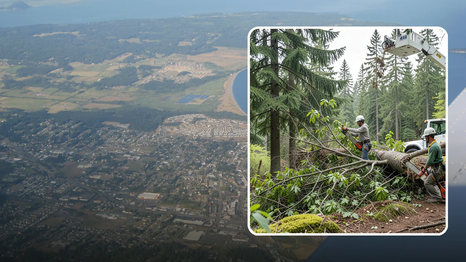 Crown cleaning in Oak Harbor, Island County, WA - The selective removal of dead, dying, diseased, and weakly attached branches from the crown.