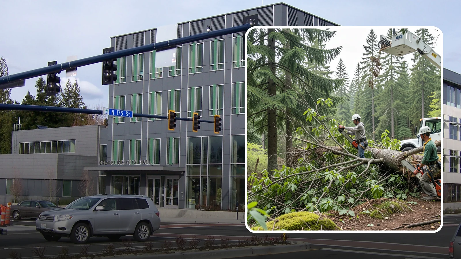 Crown cleaning in Shoreline, King County, WA - The selective removal of dead, dying, diseased, and weakly attached branches from the crown.