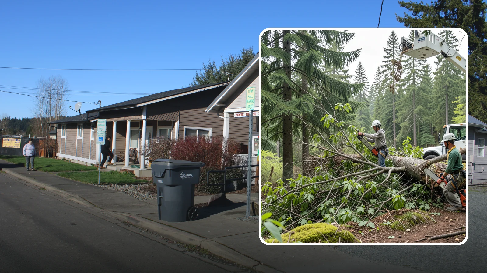 Crown cleaning in South Prairie, Pierce County, WA - The selective removal of dead, dying, diseased, and weakly attached branches from the crown.