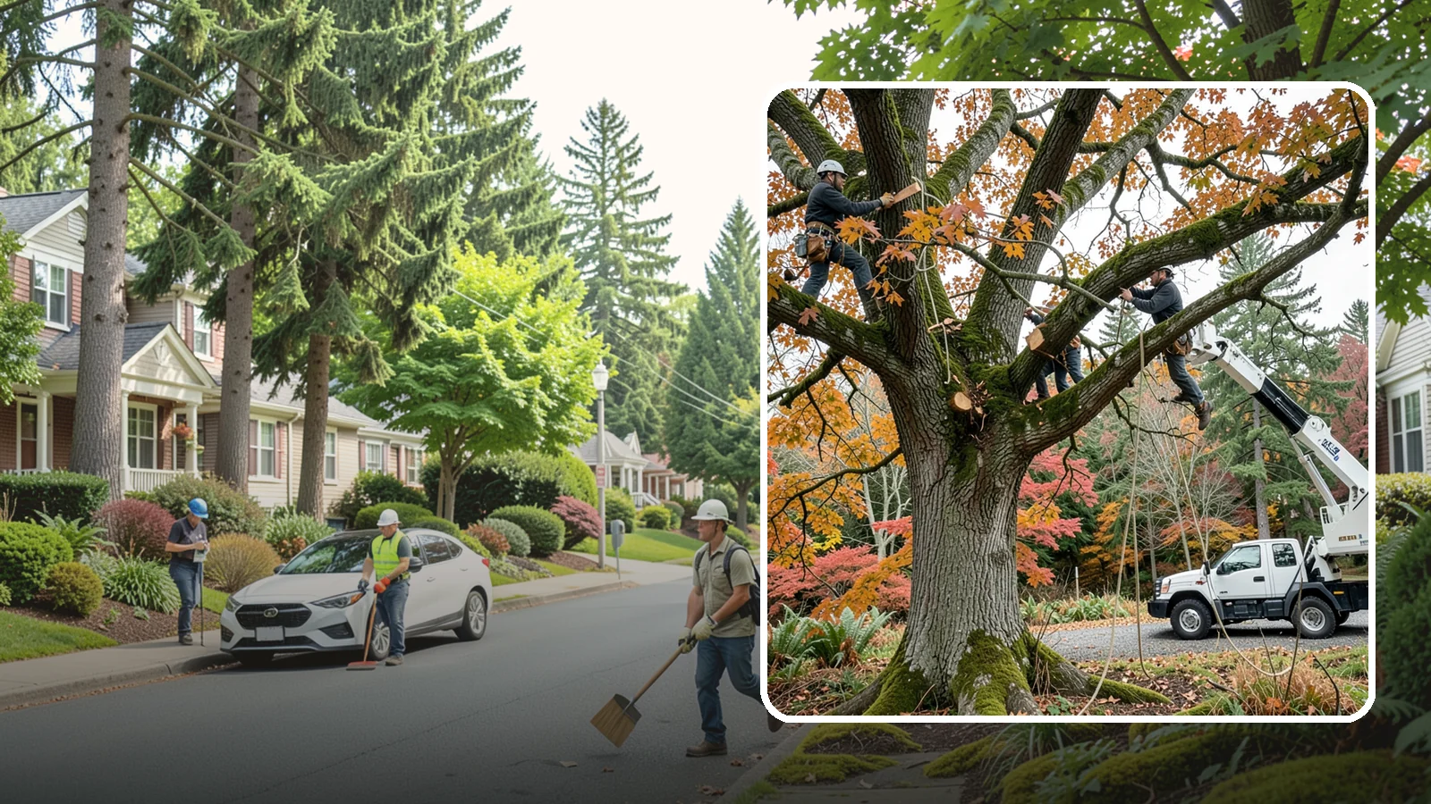 Crown raising in Beaux Arts Village, King County, WA - The removal of lower branches to raise the height of the crown.