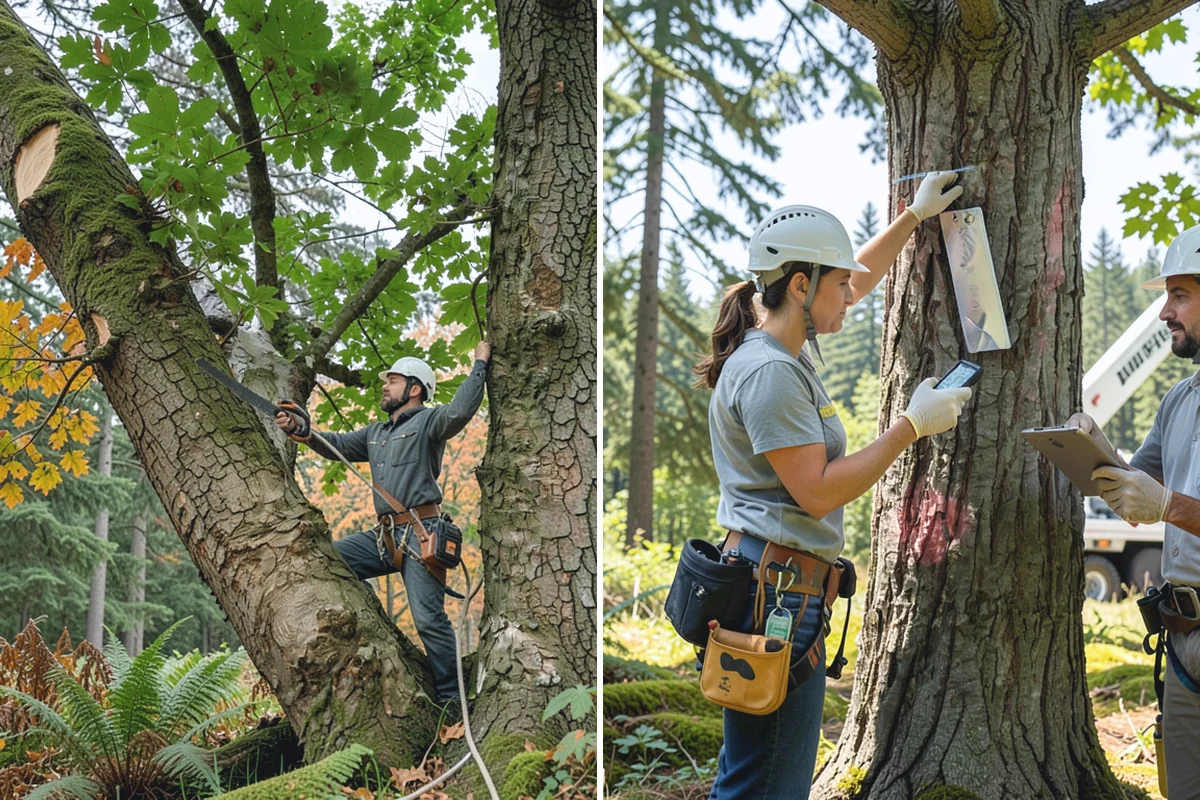 Crown raising in Beaux Arts Village, King County, WA - Assess canopy condition and pruning objectives