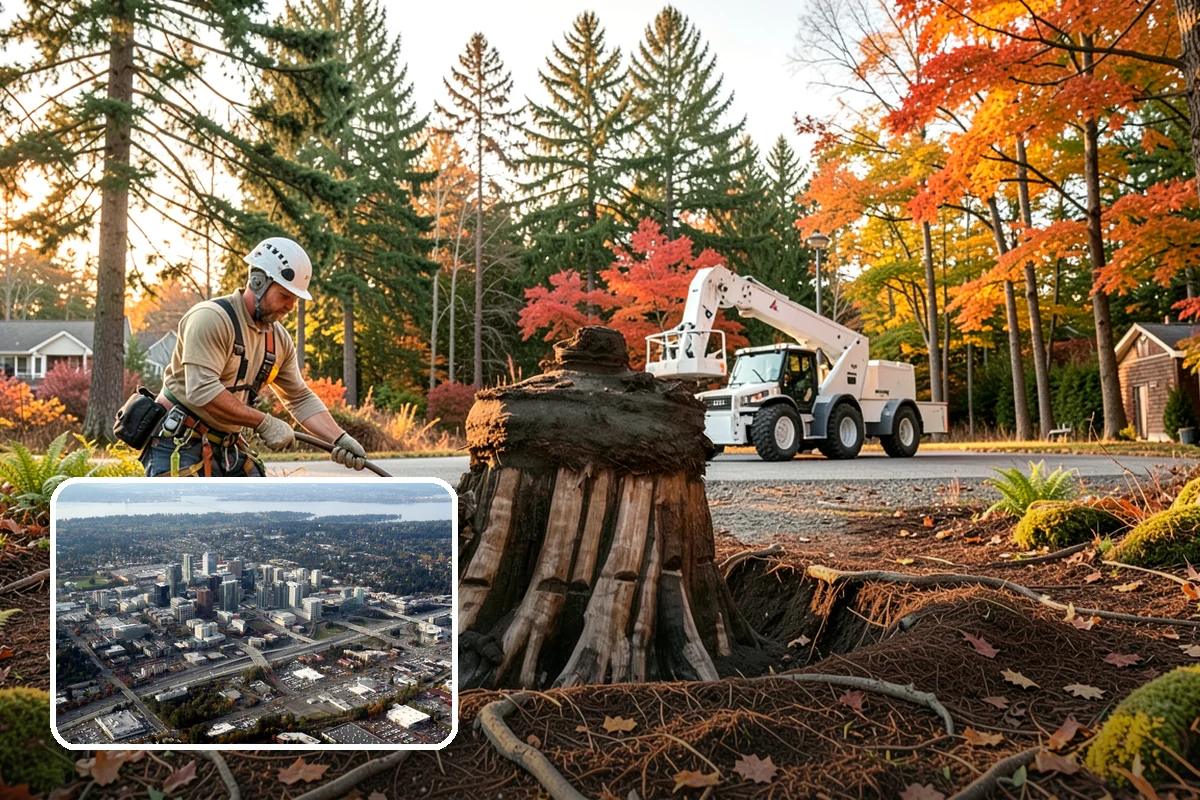 Crown raising in Bellevue, King County, WA - Improves tree structure, health, and appearance