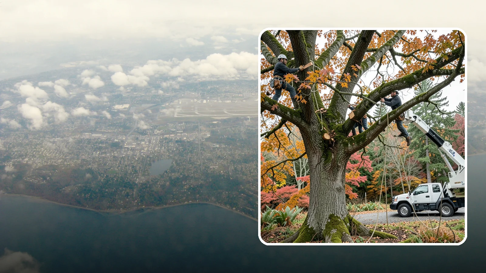 Crown raising in Burien, King County, WA - The removal of lower branches to raise the height of the crown.