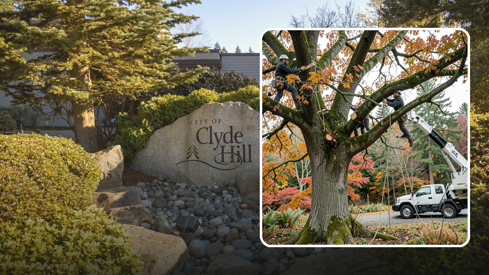 Crown raising in Clyde Hill, King County, WA - The removal of lower branches to raise the height of the crown.