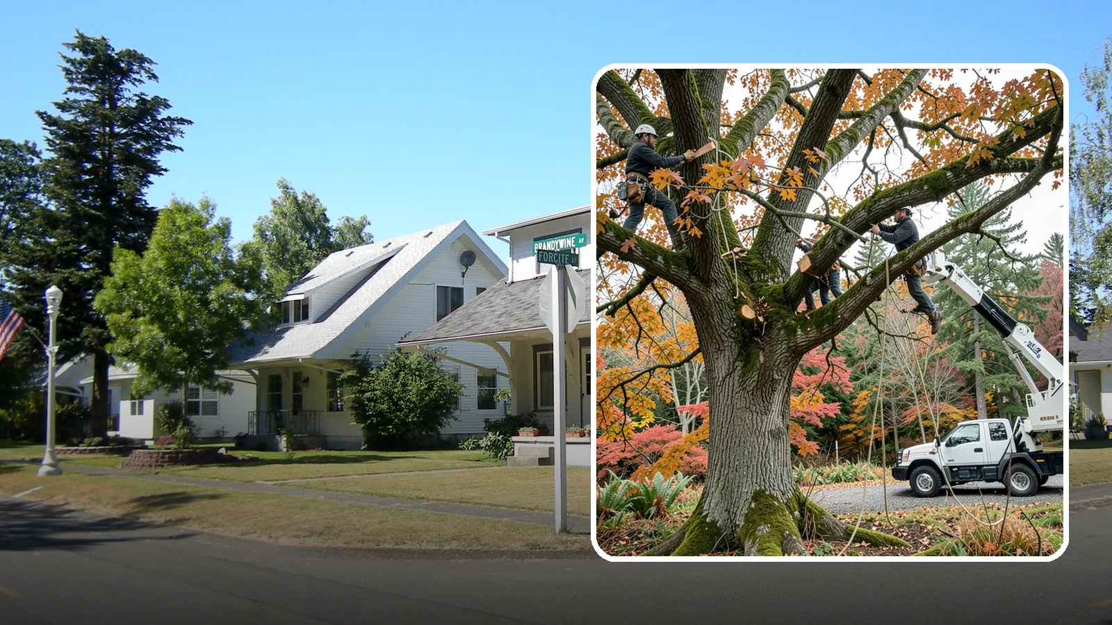 Crown raising in DuPont, Pierce County, WA - The removal of lower branches to raise the height of the crown.