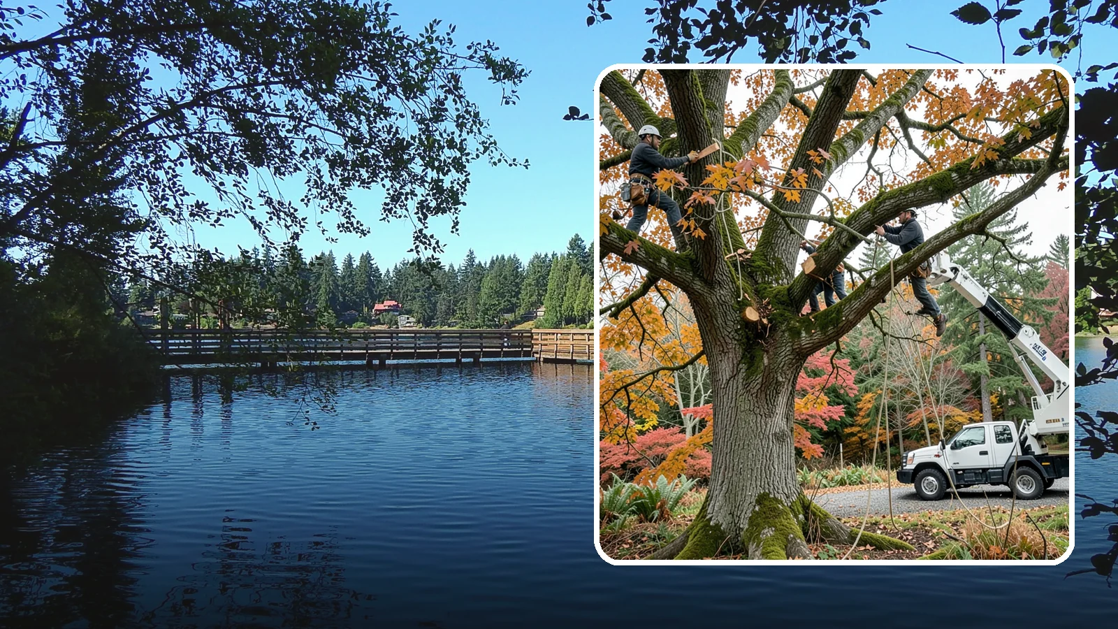 Crown raising in Federal Way, King County, WA - The removal of lower branches to raise the height of the crown.