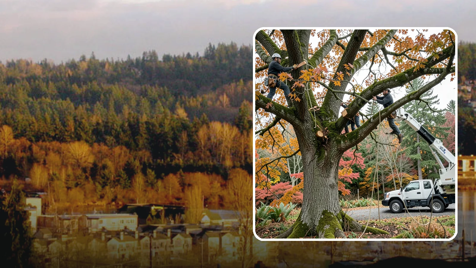 Crown raising in Kenmore, King County, WA - The removal of lower branches to raise the height of the crown.
