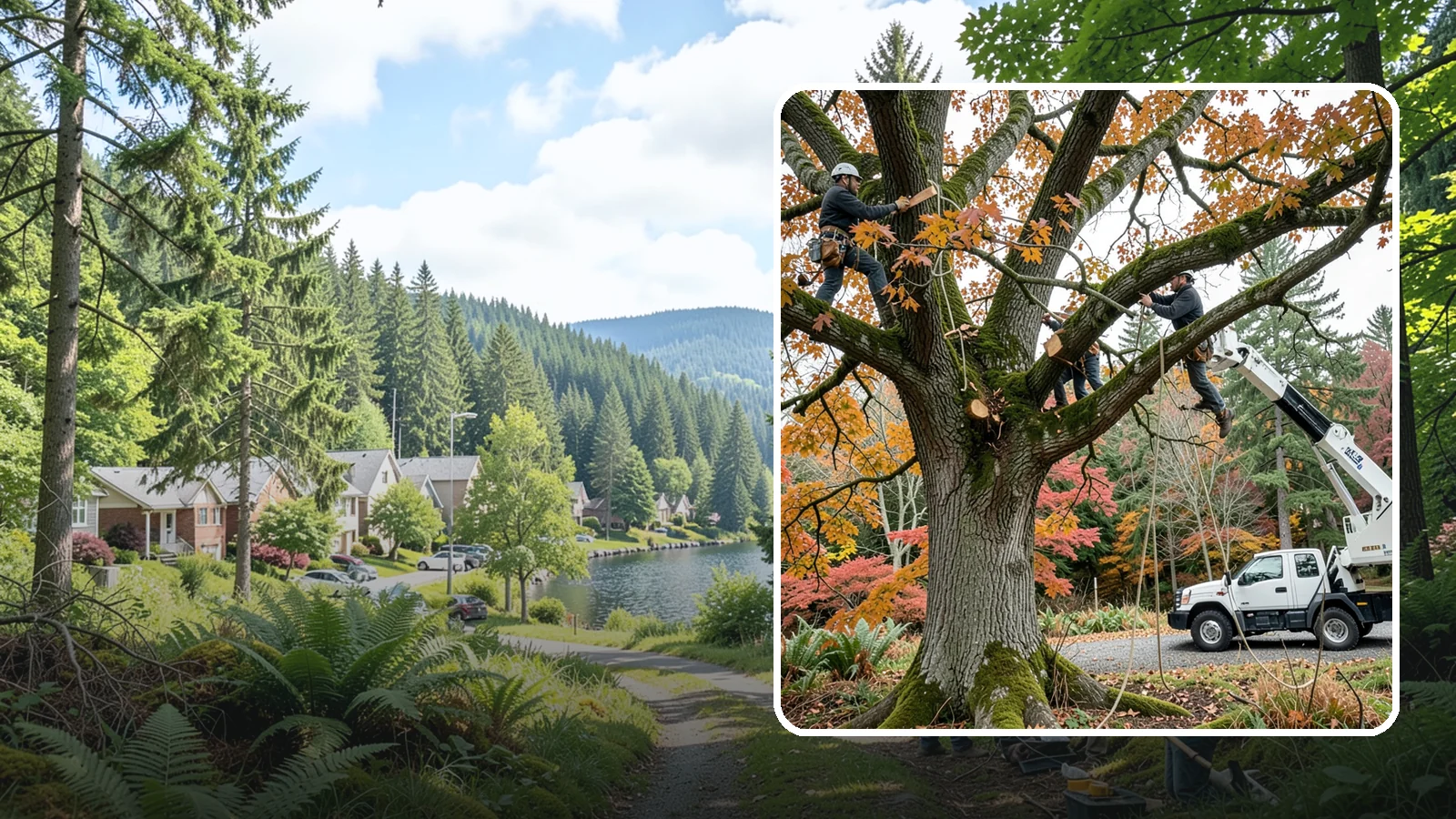 Crown raising in Lake Forest Park, King County, WA - The removal of lower branches to raise the height of the crown.