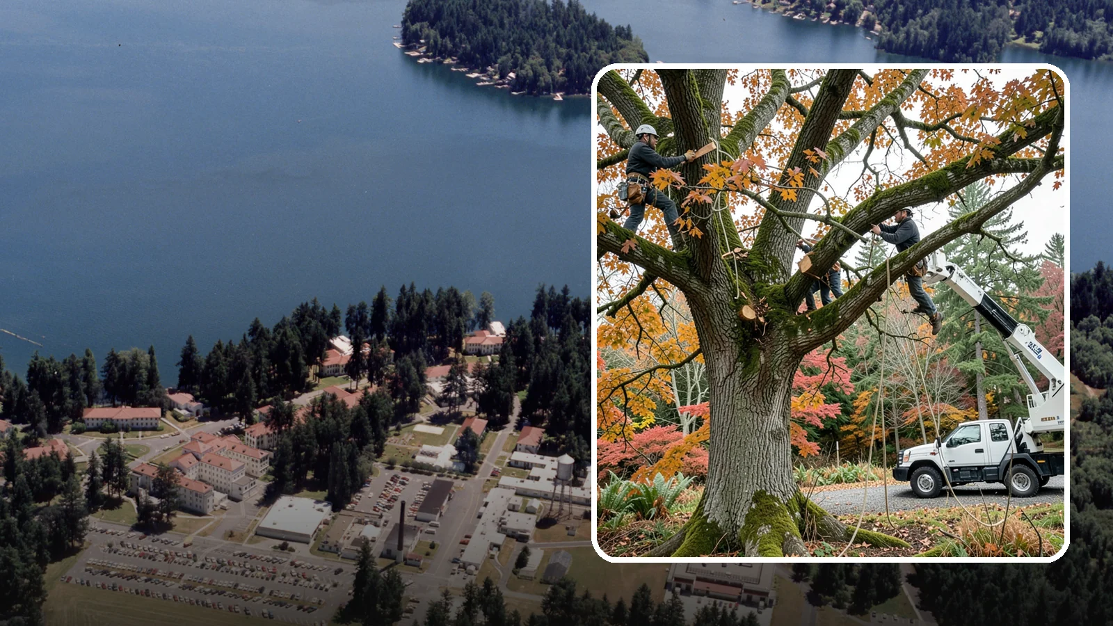 Crown raising in Lakewood, Pierce County, WA - The removal of lower branches to raise the height of the crown.