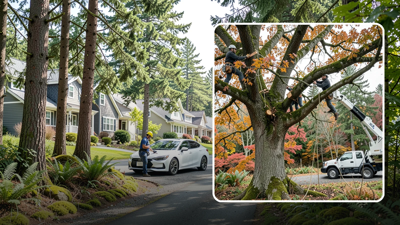 Crown raising in Normandy Park, King County, WA - The removal of lower branches to raise the height of the crown.