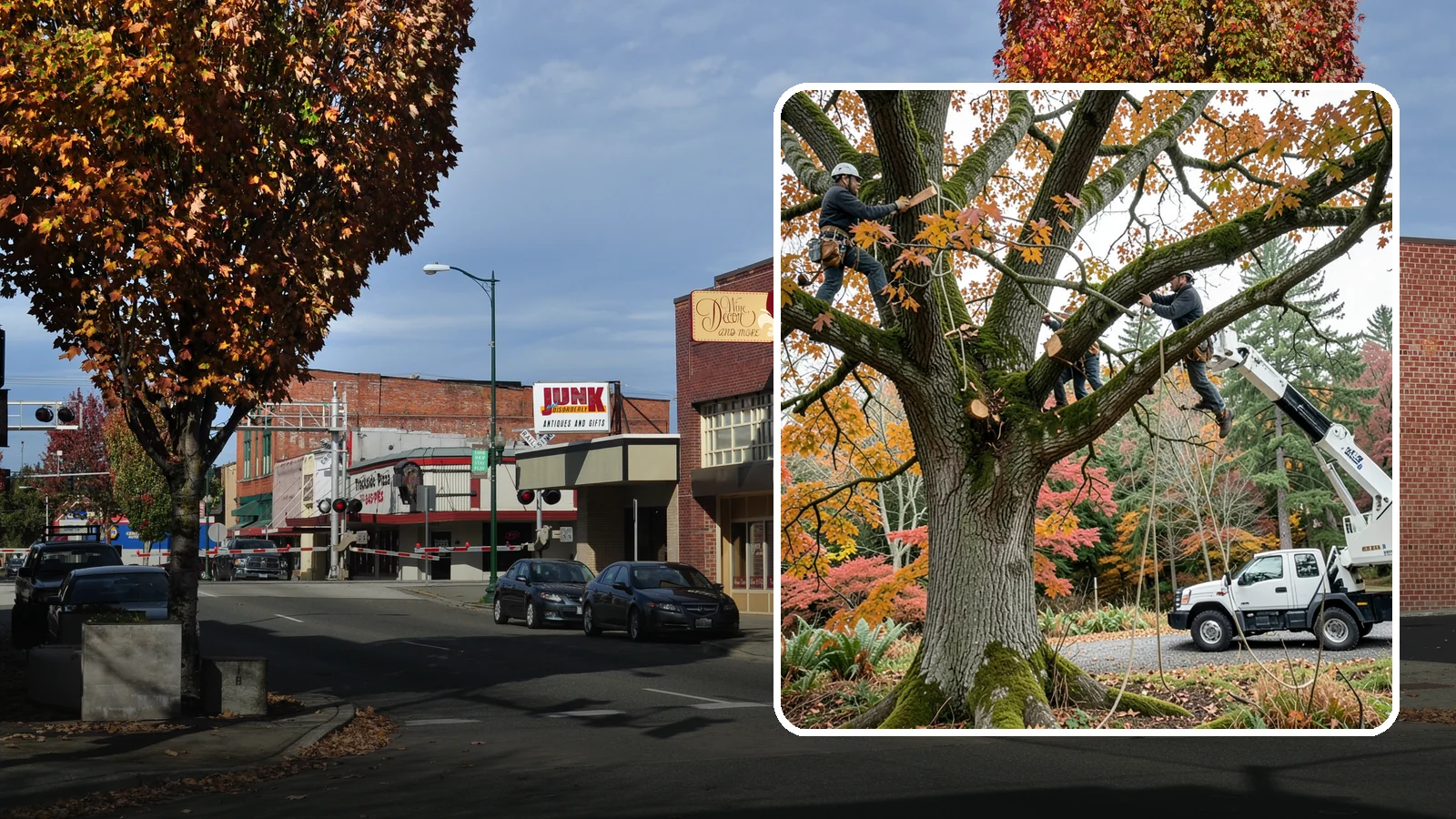Crown raising in Puyallup, Pierce County, WA - The removal of lower branches to raise the height of the crown.