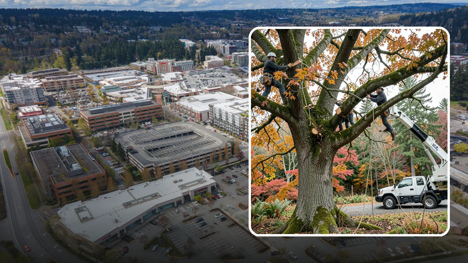 Crown raising in Redmond, King County, WA - The removal of lower branches to raise the height of the crown.