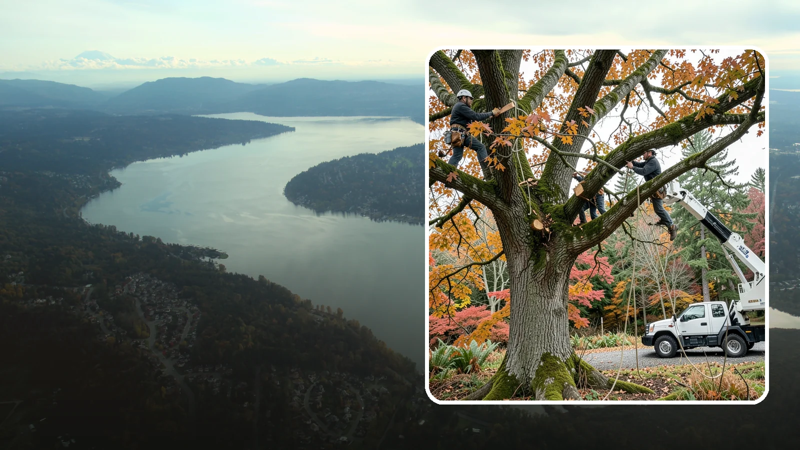 Crown raising in Sammamish, King County, WA - The removal of lower branches to raise the height of the crown.