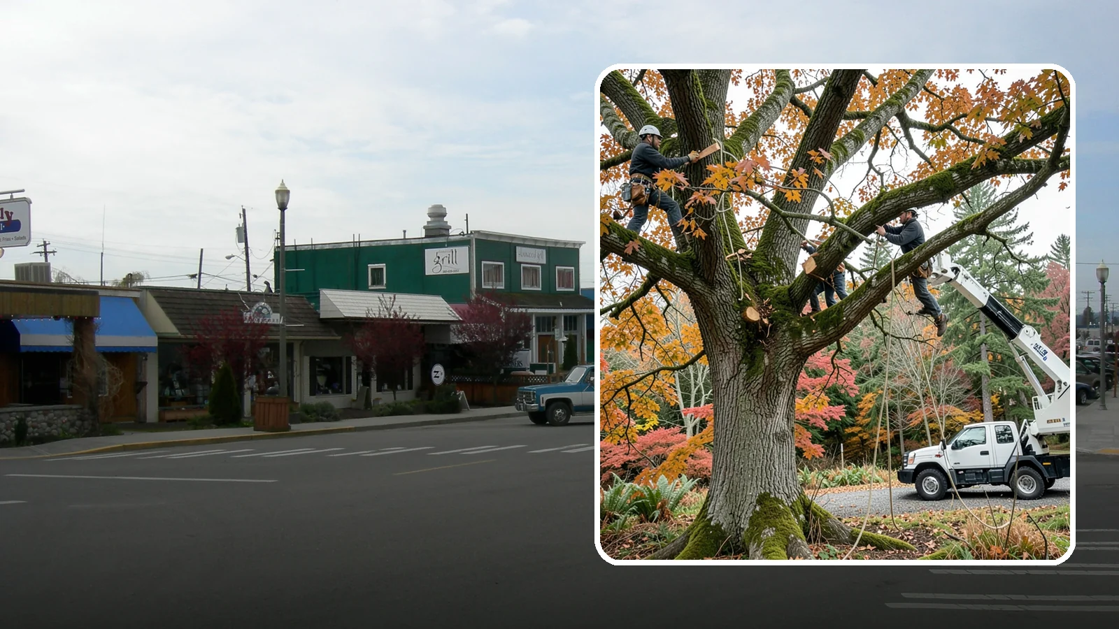 Crown raising in Stanwood, Snohomish County, WA - The removal of lower branches to raise the height of the crown.