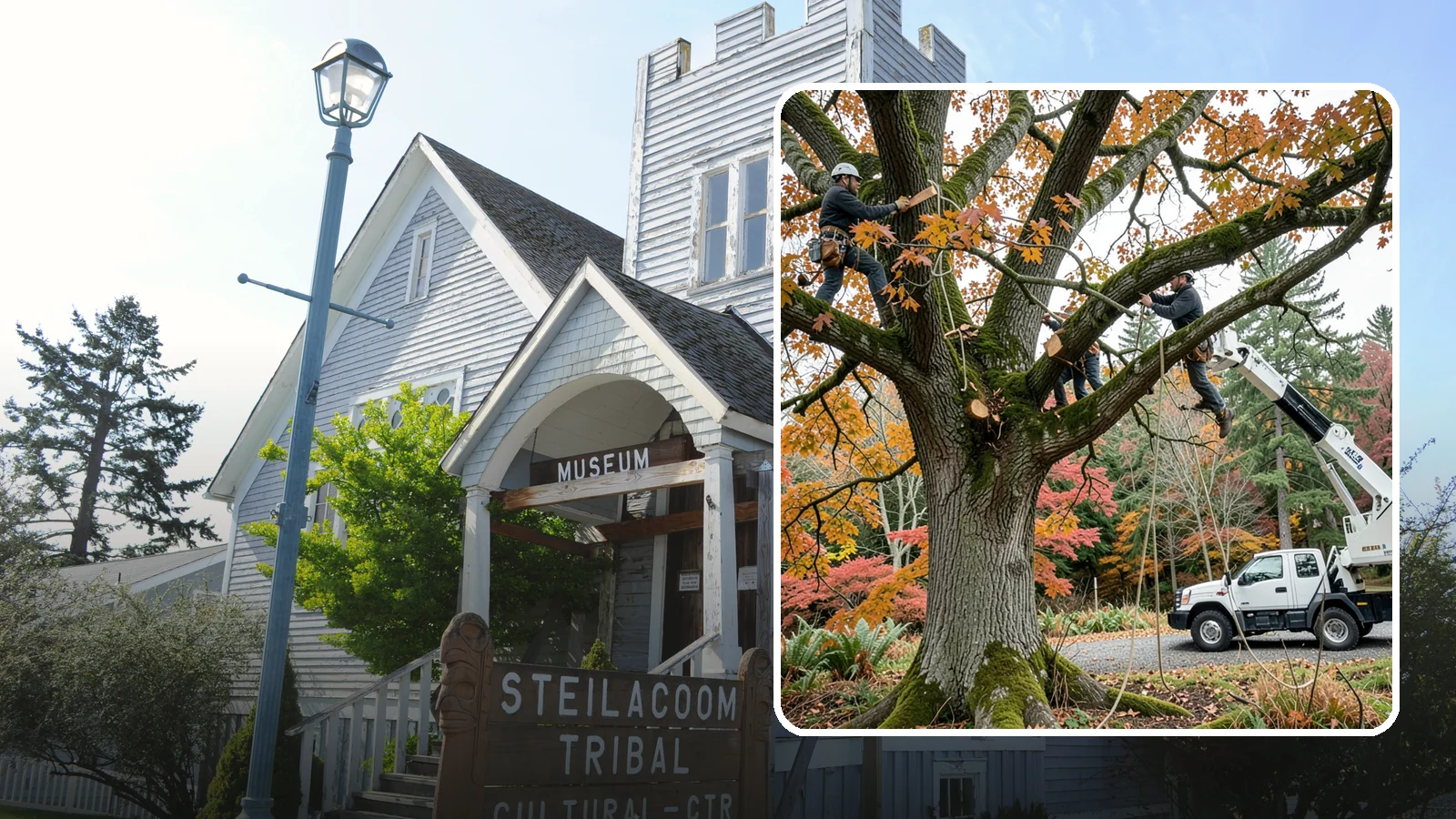 Crown raising in Steilacoom, Pierce County, WA - The removal of lower branches to raise the height of the crown.