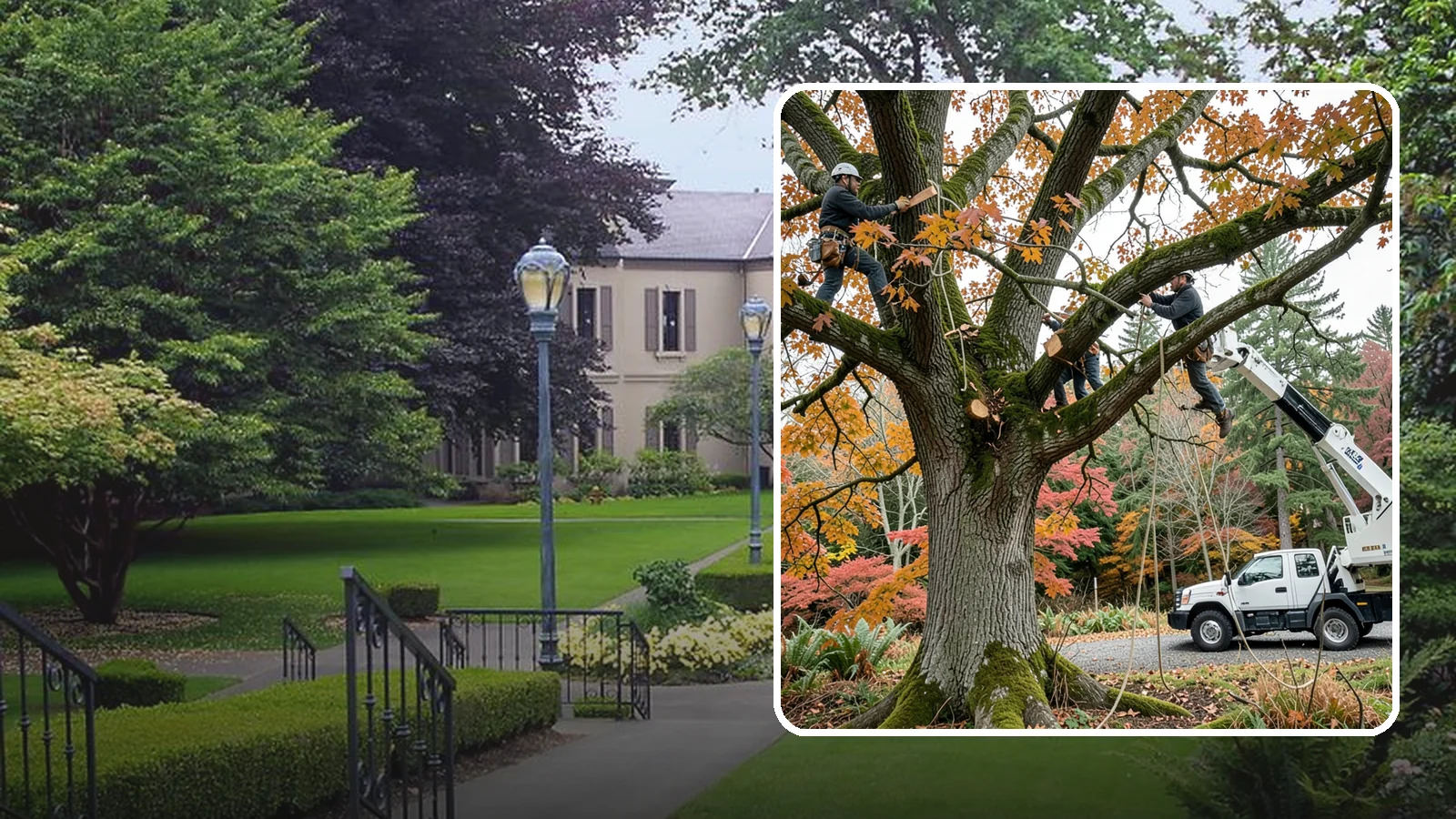 Crown raising in Woodinville, King County, WA - The removal of lower branches to raise the height of the crown.