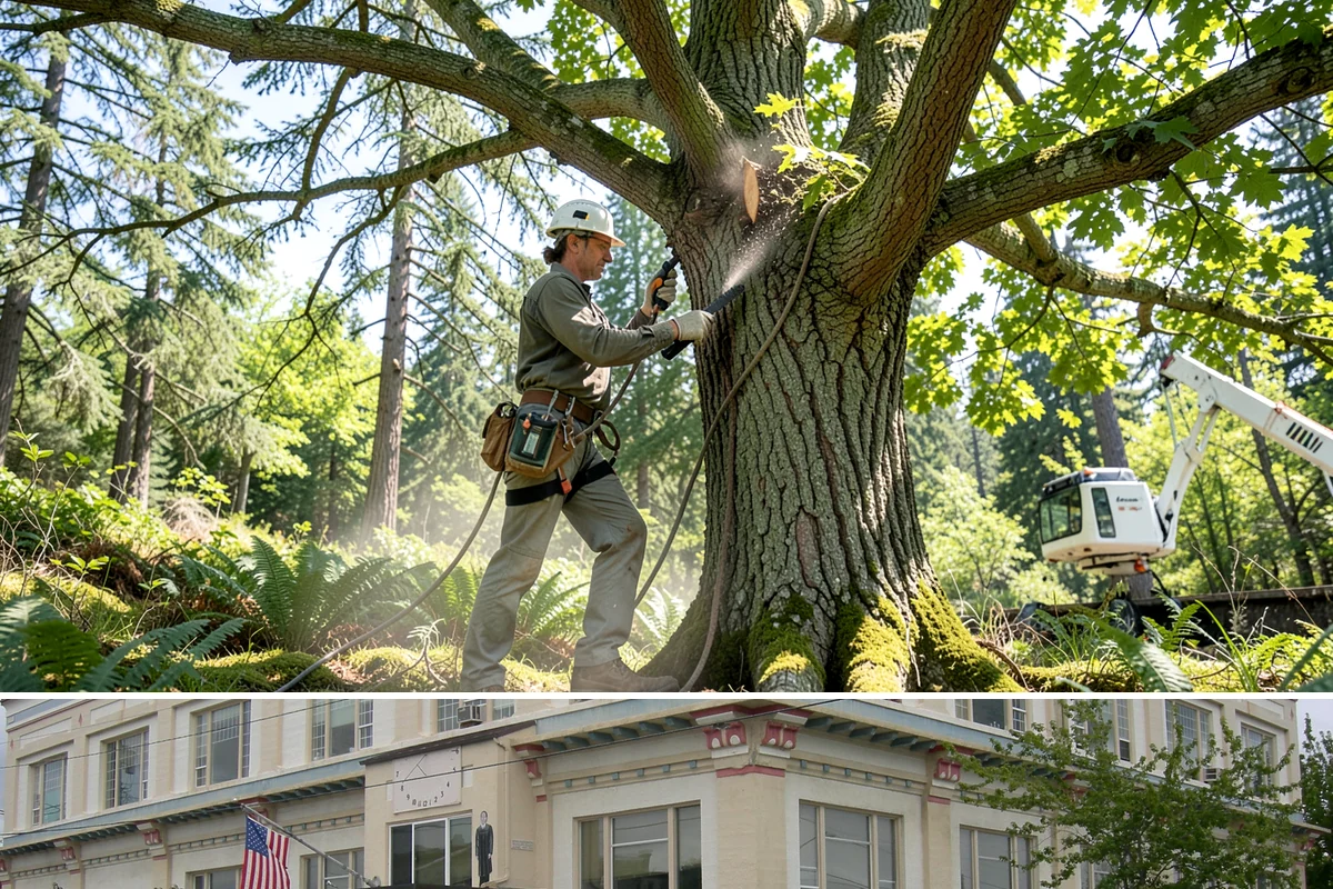 Crown reduction in Anacortes, Skagit County, WA - Work should follow recognized arboricultural standards matched to specific growing seasons for each tree species in the Puget...