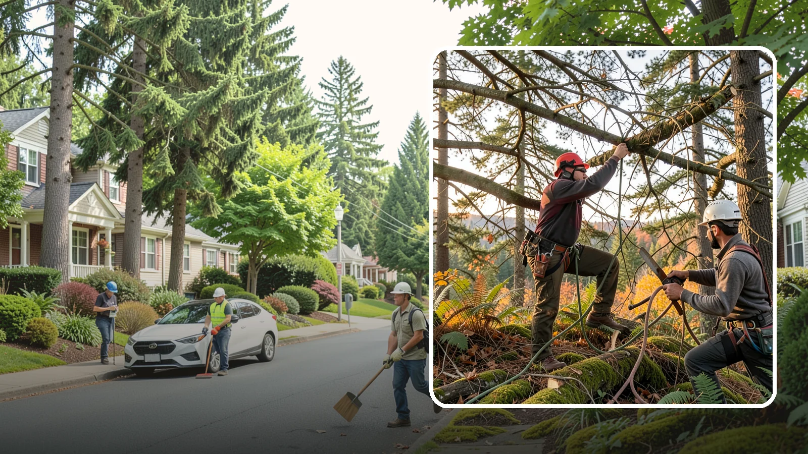 Crown thinning in Beaux Arts Village, King County, WA - The selective removal of live branches to reduce crown density.