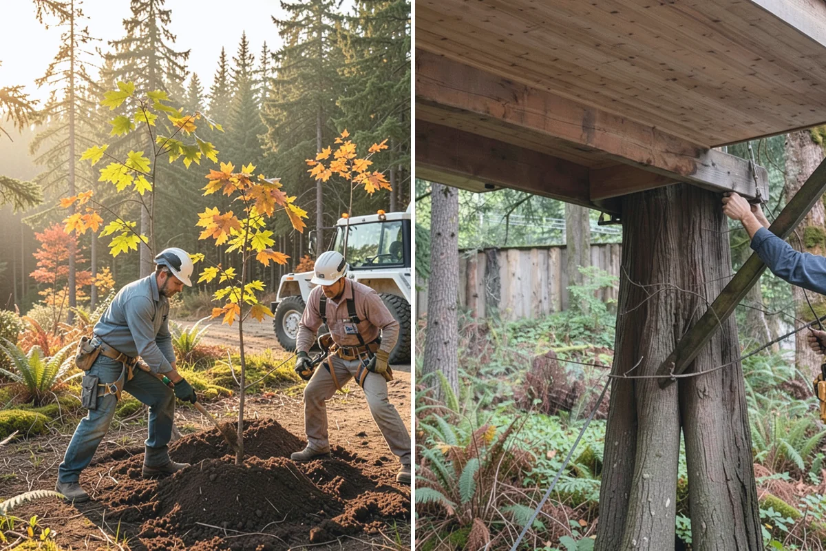 Crown thinning in Beaux Arts Village, King County, WA - Assess canopy condition and pruning objectives