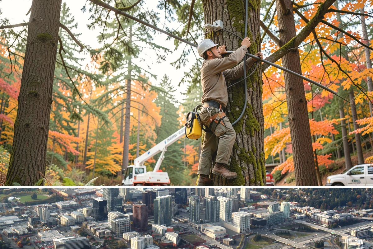 Crown thinning in Bellevue, King County, WA - In the Puget Sound climate, this service should avoid late spring to early summer when many native trees are actively transpiring