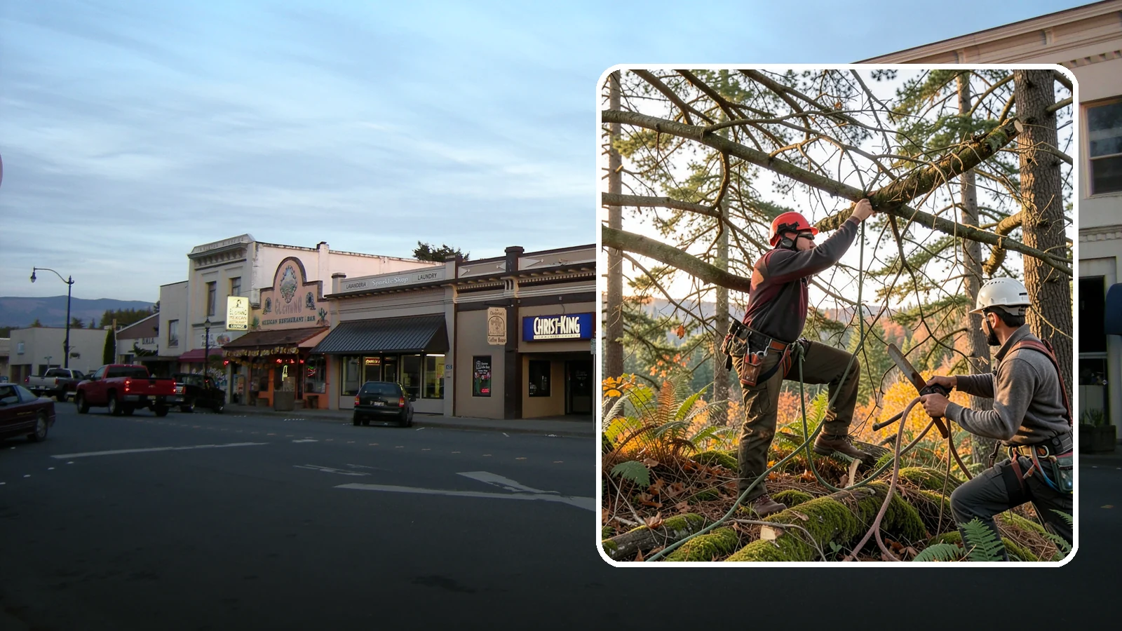 Crown thinning in Burlington, Skagit County, WA - The selective removal of live branches to reduce crown density.