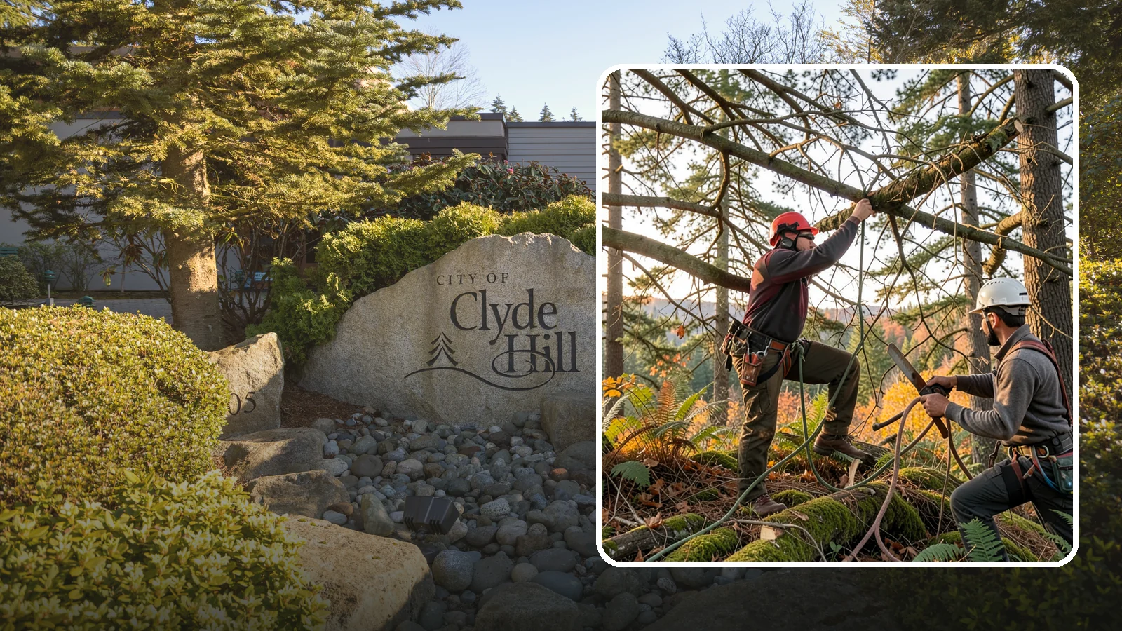 Crown thinning in Clyde Hill, King County, WA - The selective removal of live branches to reduce crown density.