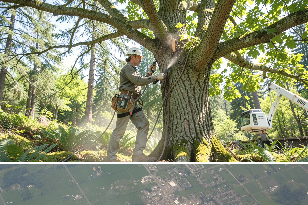 Crown thinning in Enumclaw, King County, WA - In the Puget Sound climate, this service should avoid late spring to early summer when many native trees are actively transpiring