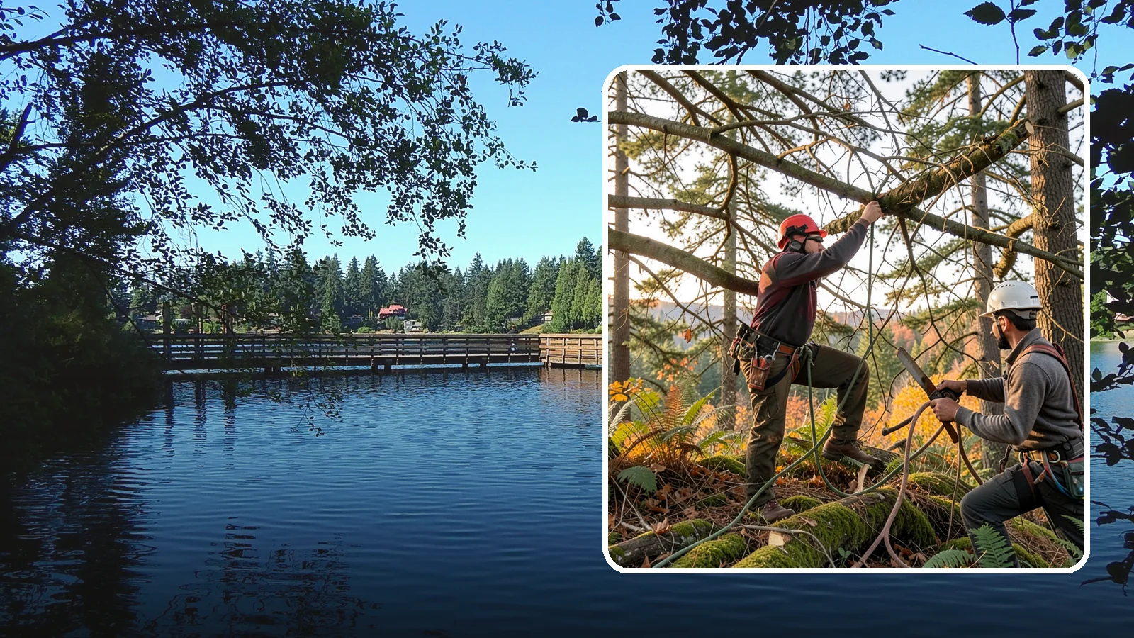 Crown thinning in Federal Way, King County, WA - The selective removal of live branches to reduce crown density.