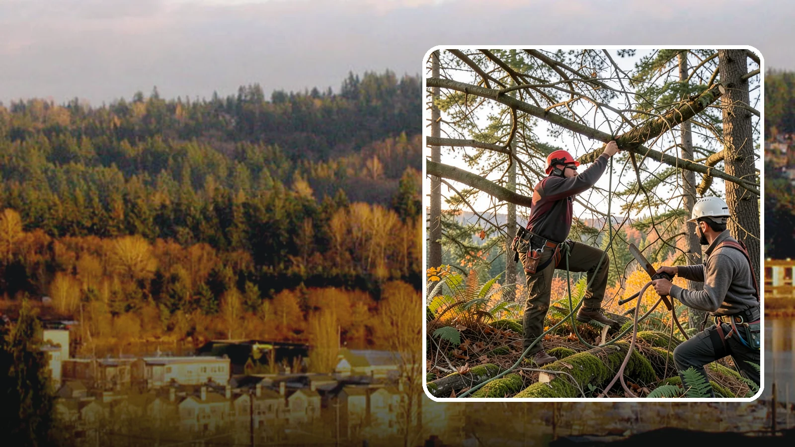 Crown thinning in Kenmore, King County, WA - The selective removal of live branches to reduce crown density.