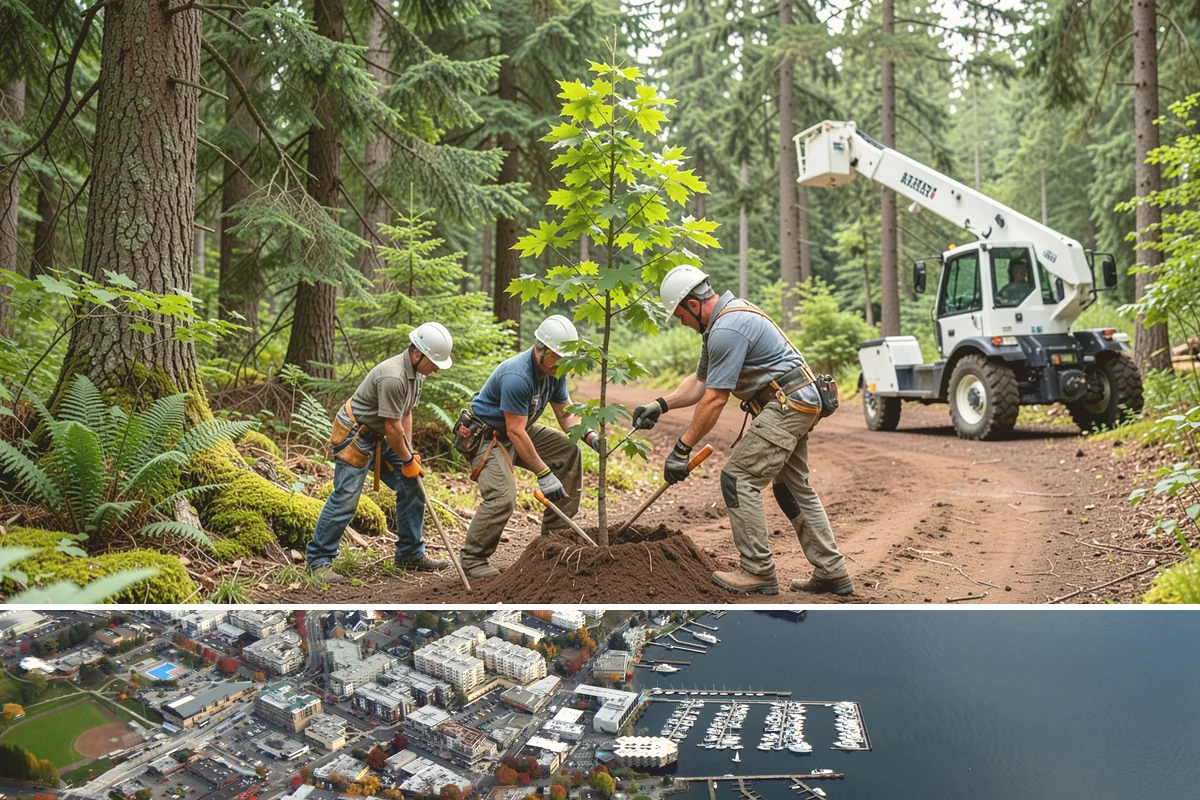 Crown thinning in Kirkland, King County, WA - In the Puget Sound climate, this service should avoid late spring to early summer when many native trees are actively transpiring