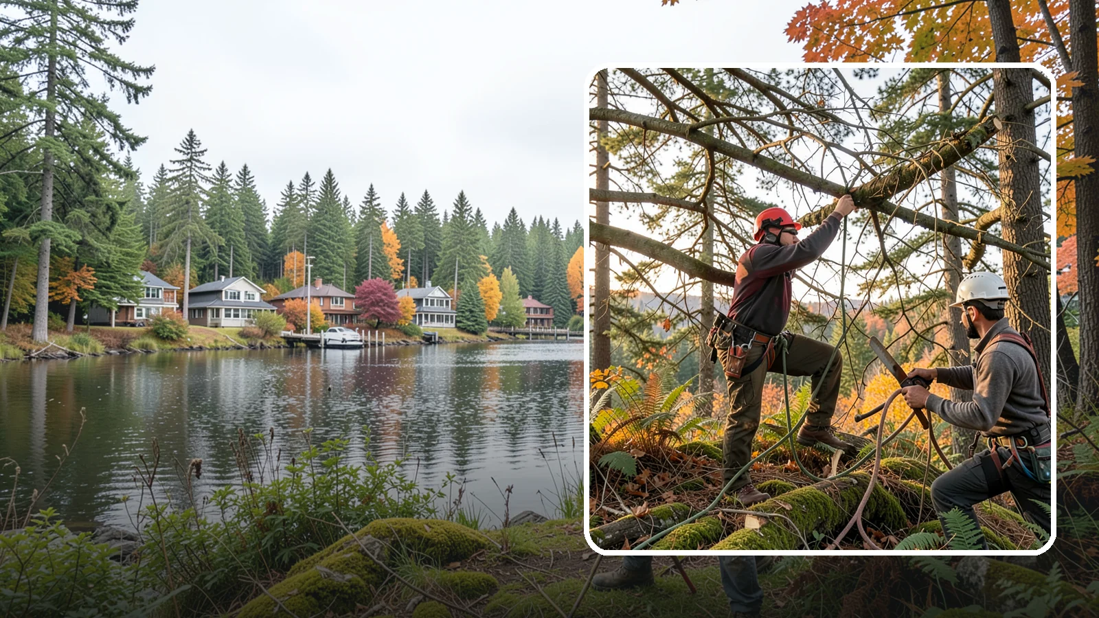 Crown thinning in La Conner, Skagit County, WA - The selective removal of live branches to reduce crown density.