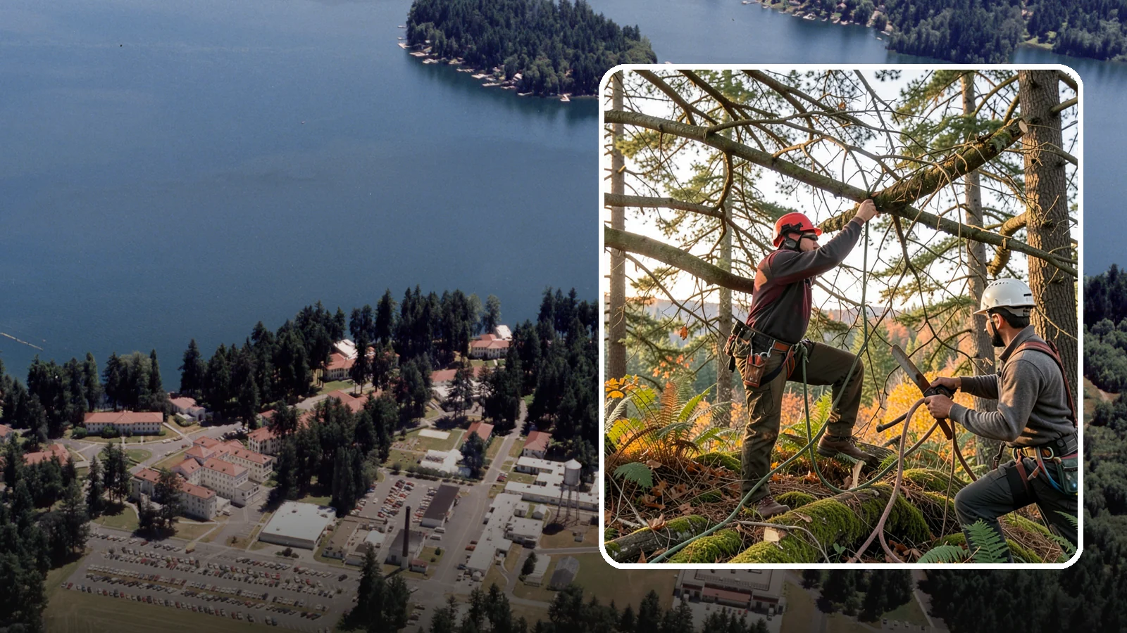 Crown thinning in Lakewood, Pierce County, WA - The selective removal of live branches to reduce crown density.