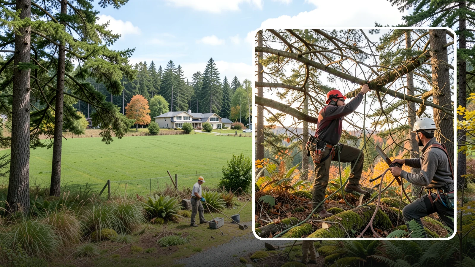 Crown thinning in Lyman, Skagit County, WA - The selective removal of live branches to reduce crown density.