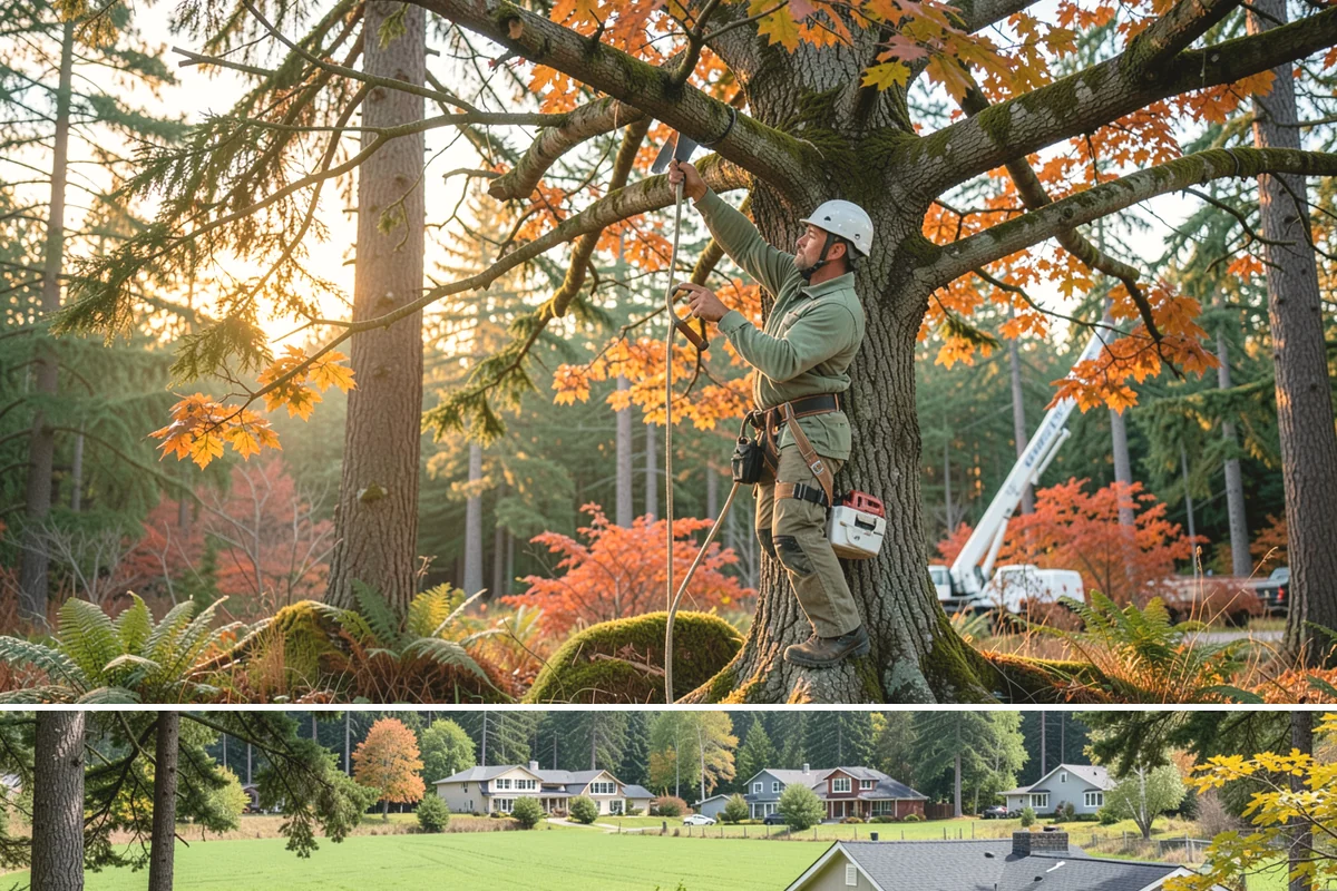 Crown thinning in Lyman, Skagit County, WA - In the Puget Sound climate, this service should avoid late spring to early summer when many native trees are actively transpiring