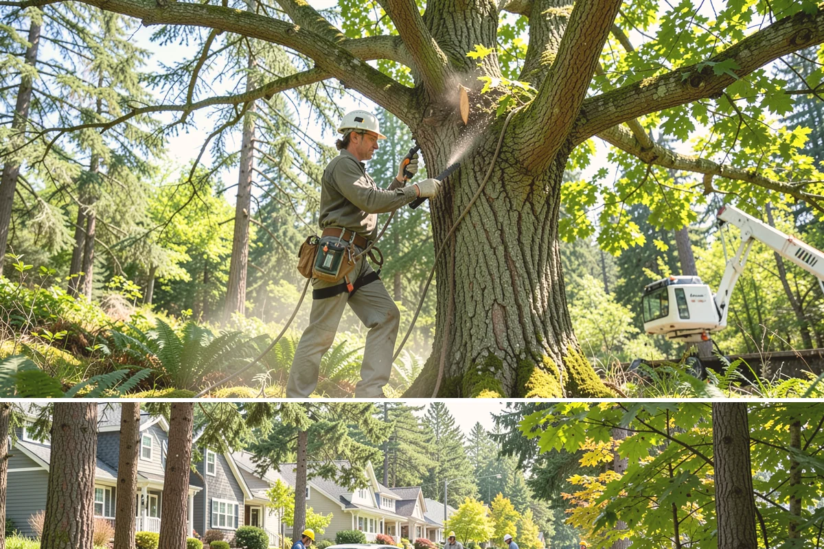 Crown thinning in Normandy Park, King County, WA - In the Puget Sound climate, this service should avoid late spring to early summer when many native trees are actively transpiring