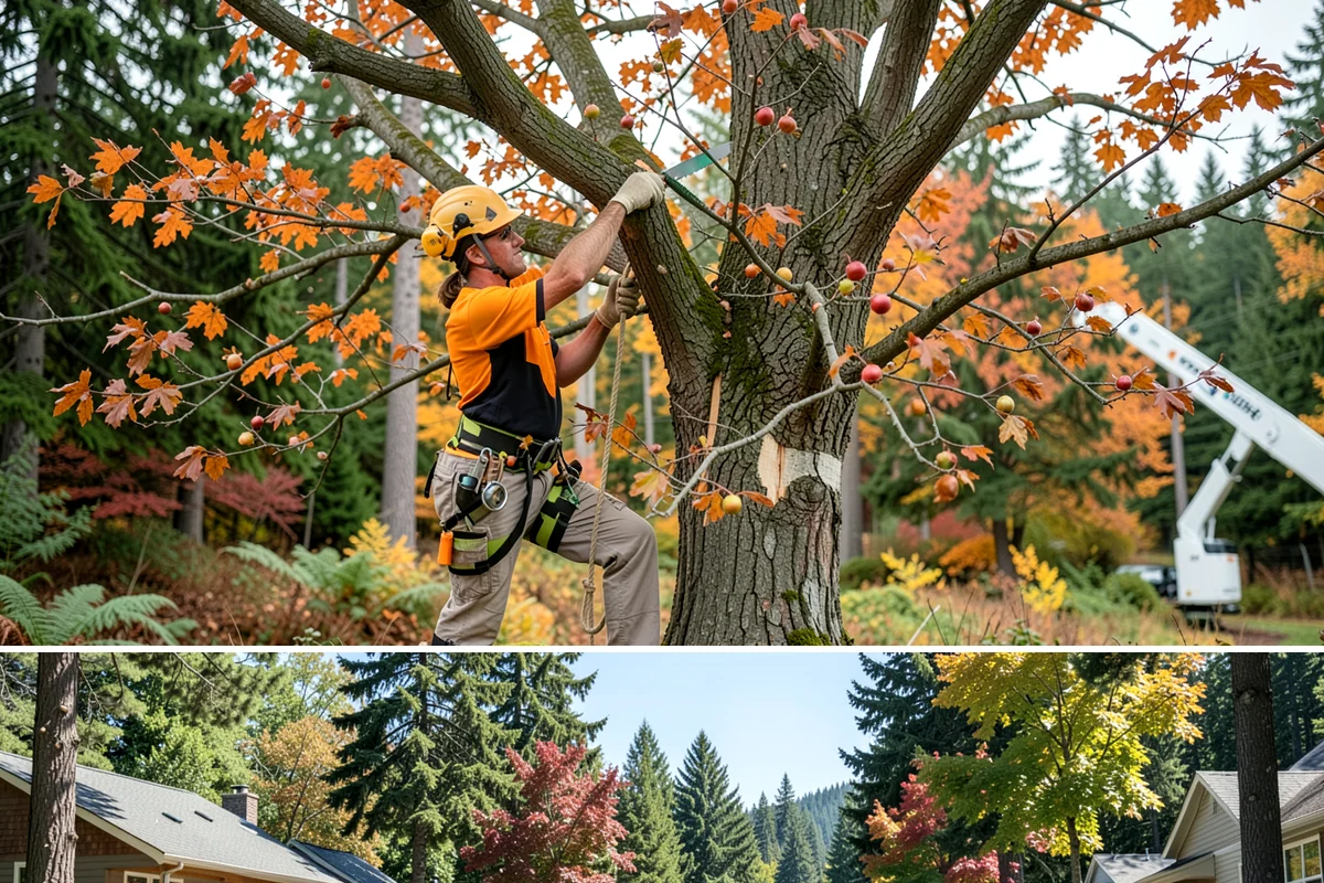 Crown thinning in Orting, Pierce County, WA - In the Puget Sound climate, this service should avoid late spring to early summer when many native trees are actively transpiring
