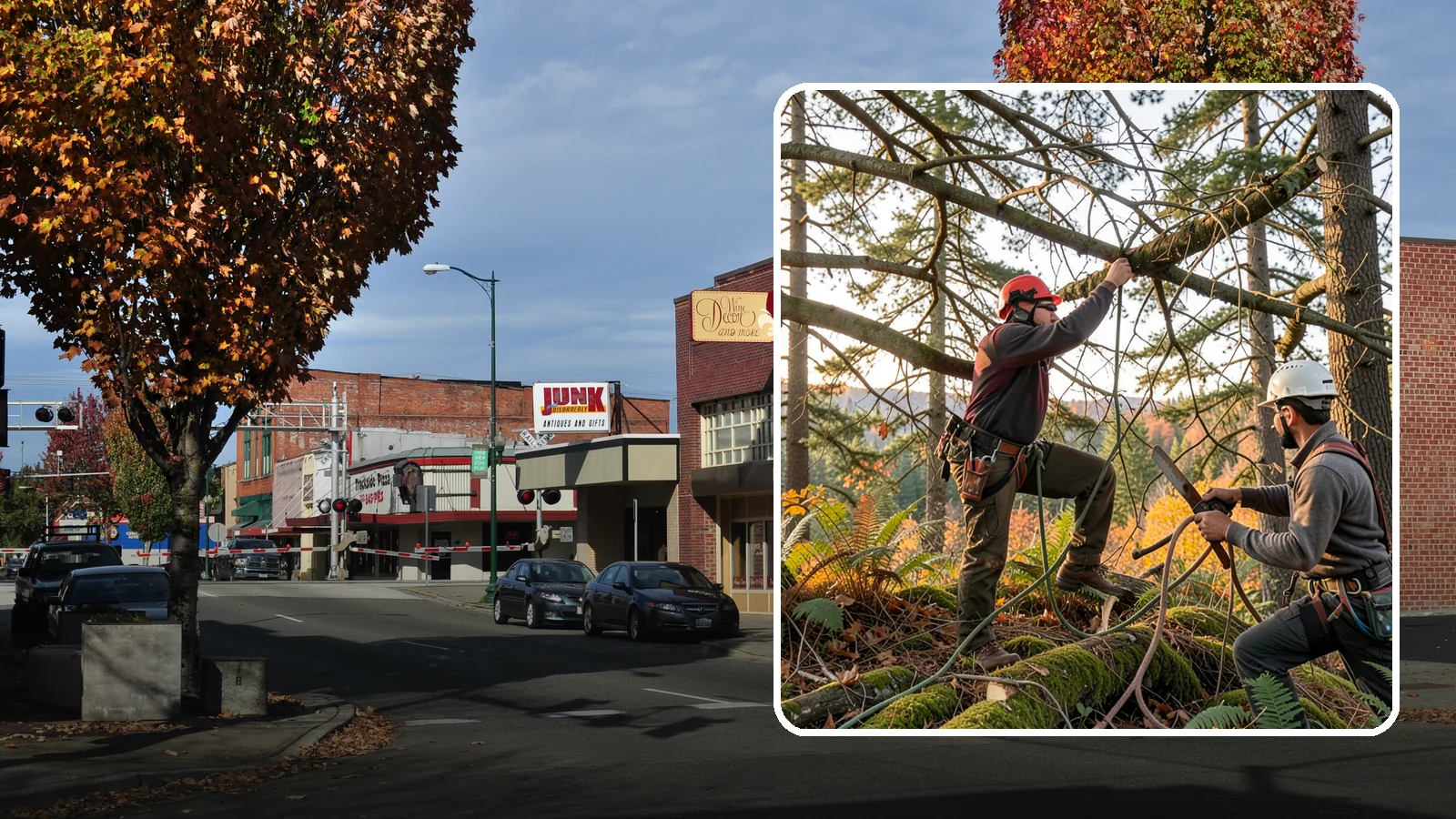 Crown thinning in Puyallup, Pierce County, WA - The selective removal of live branches to reduce crown density.