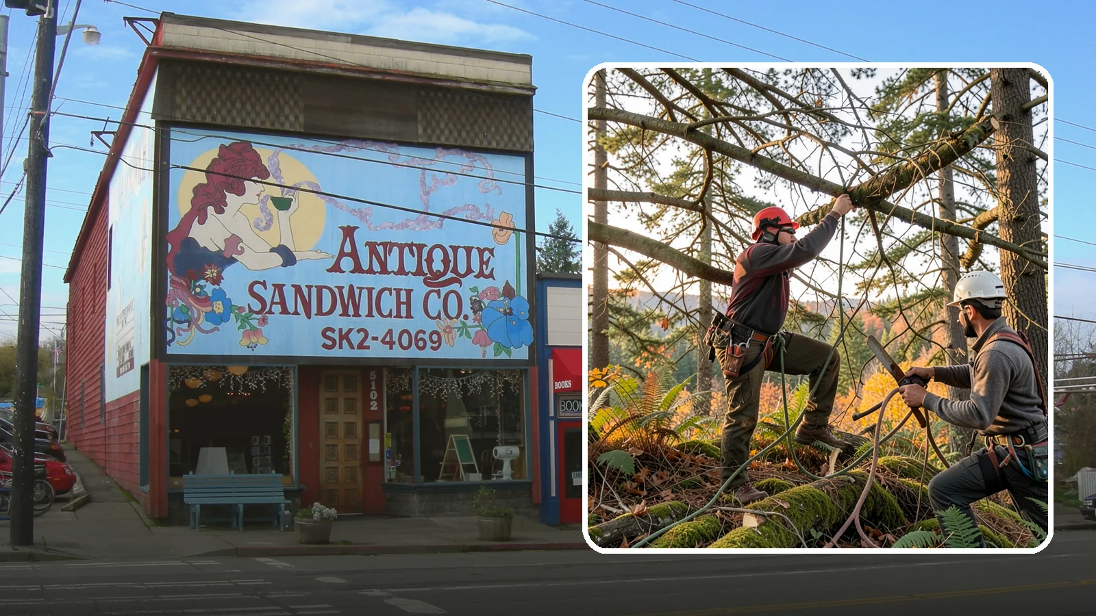 Crown thinning in Ruston, Pierce County, WA - The selective removal of live branches to reduce crown density.