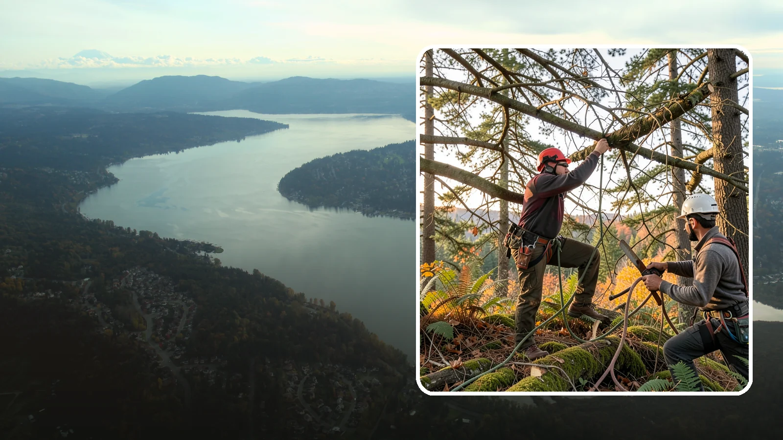 Crown thinning in Sammamish, King County, WA - The selective removal of live branches to reduce crown density.