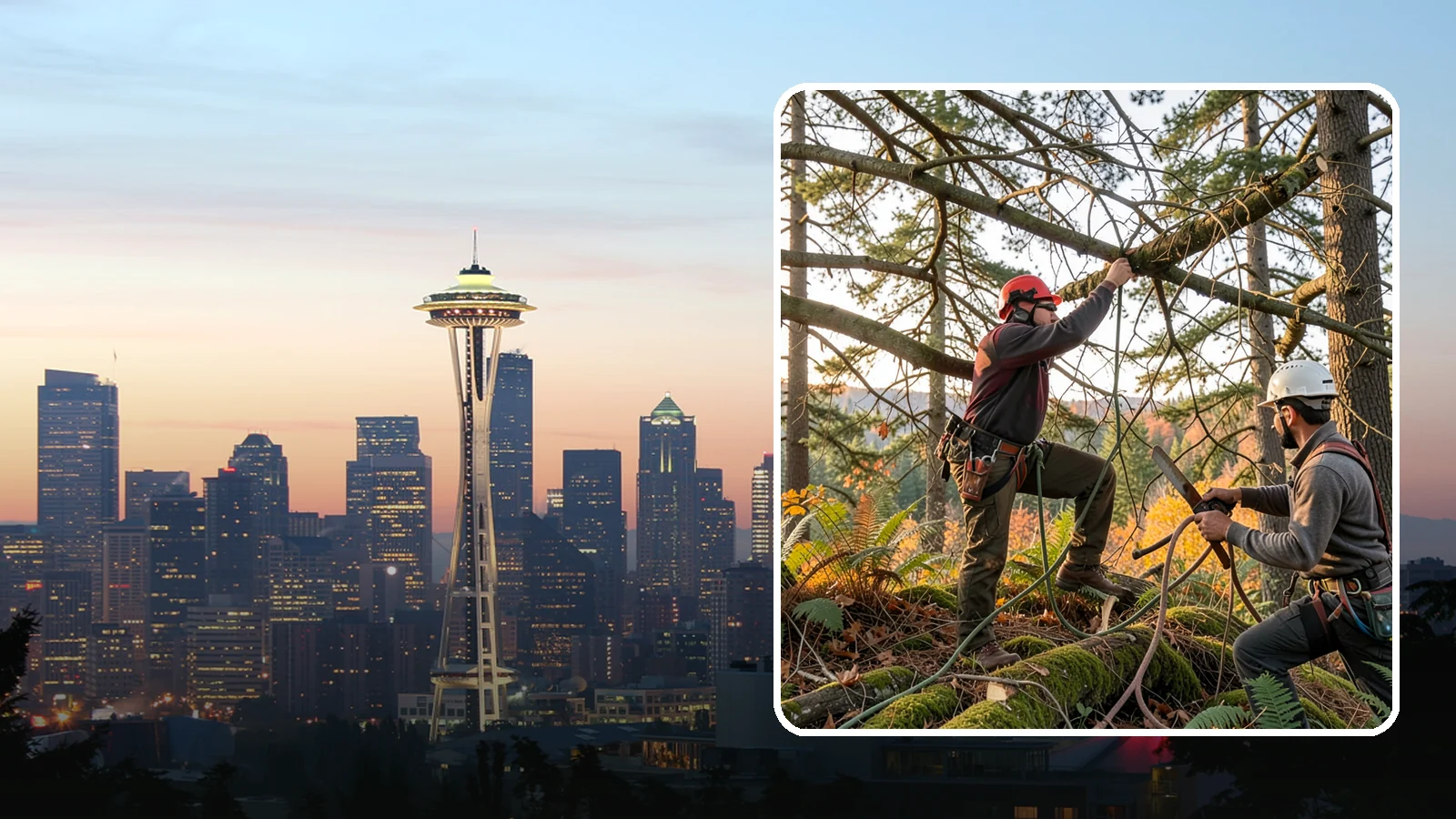Crown thinning in Seattle, King County, WA - The selective removal of live branches to reduce crown density.