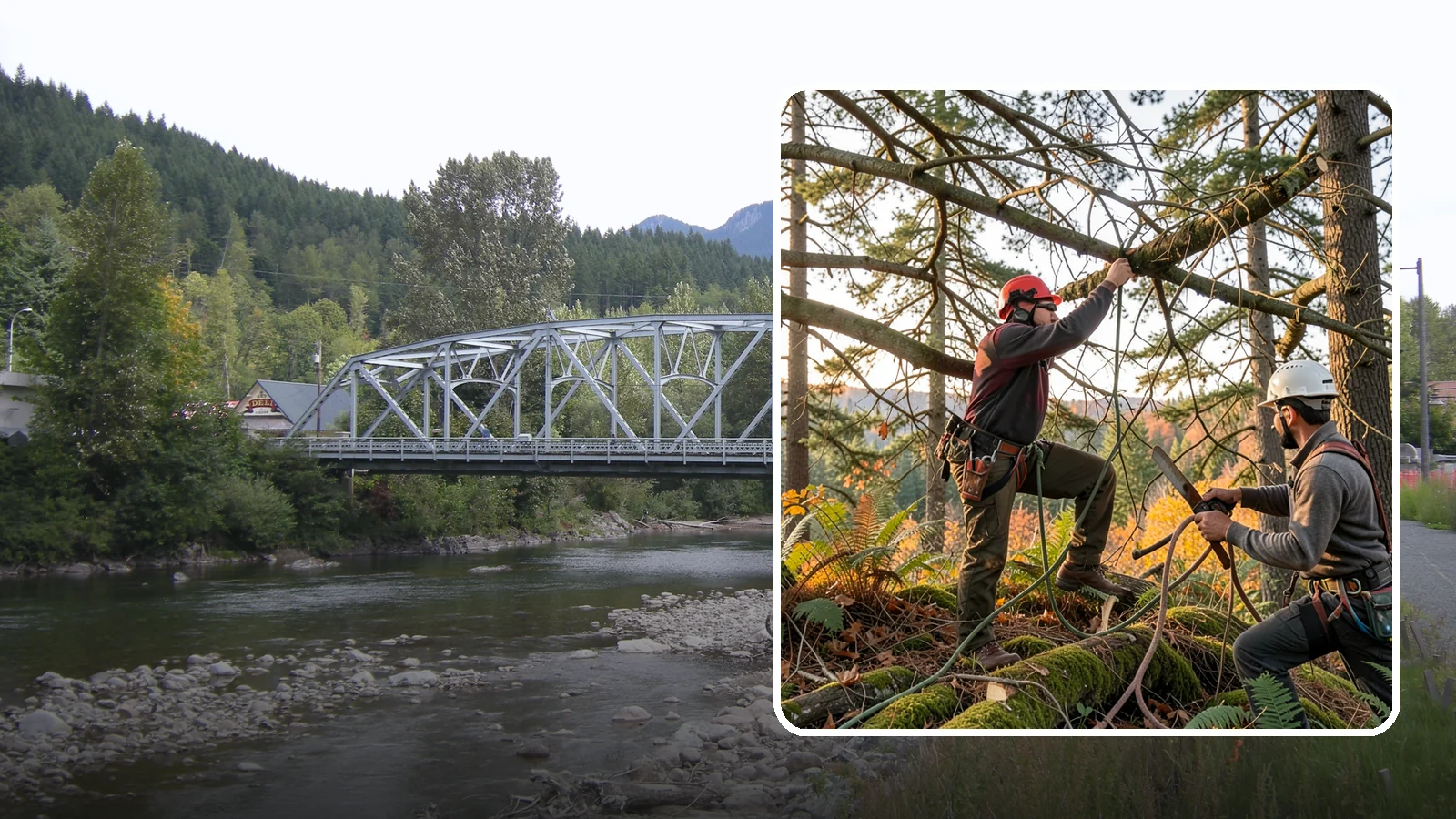 Crown thinning in Skykomish, King County, WA - The selective removal of live branches to reduce crown density.
