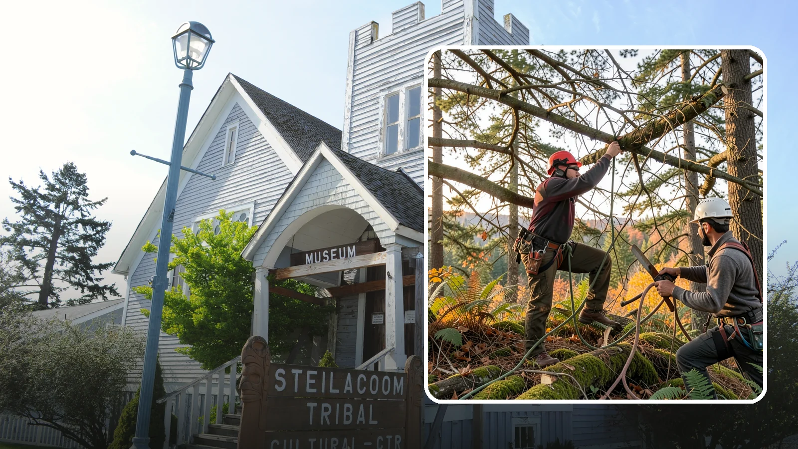 Crown thinning in Steilacoom, Pierce County, WA - The selective removal of live branches to reduce crown density.