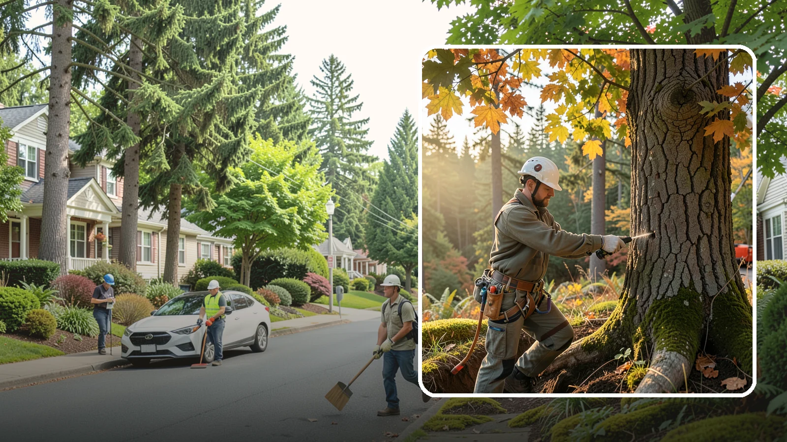 Deep root fertilization in Beaux Arts Village, King County, WA - The injection of nutrients into the root zone.